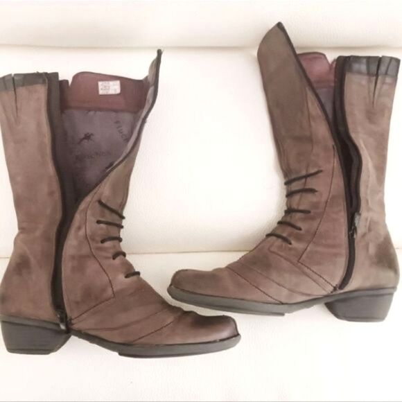 Dorking by Fluchos Vintage Brownish/Grey Mid Calf Leather Boots Sz 38/7.5 - Picture 6 of 16